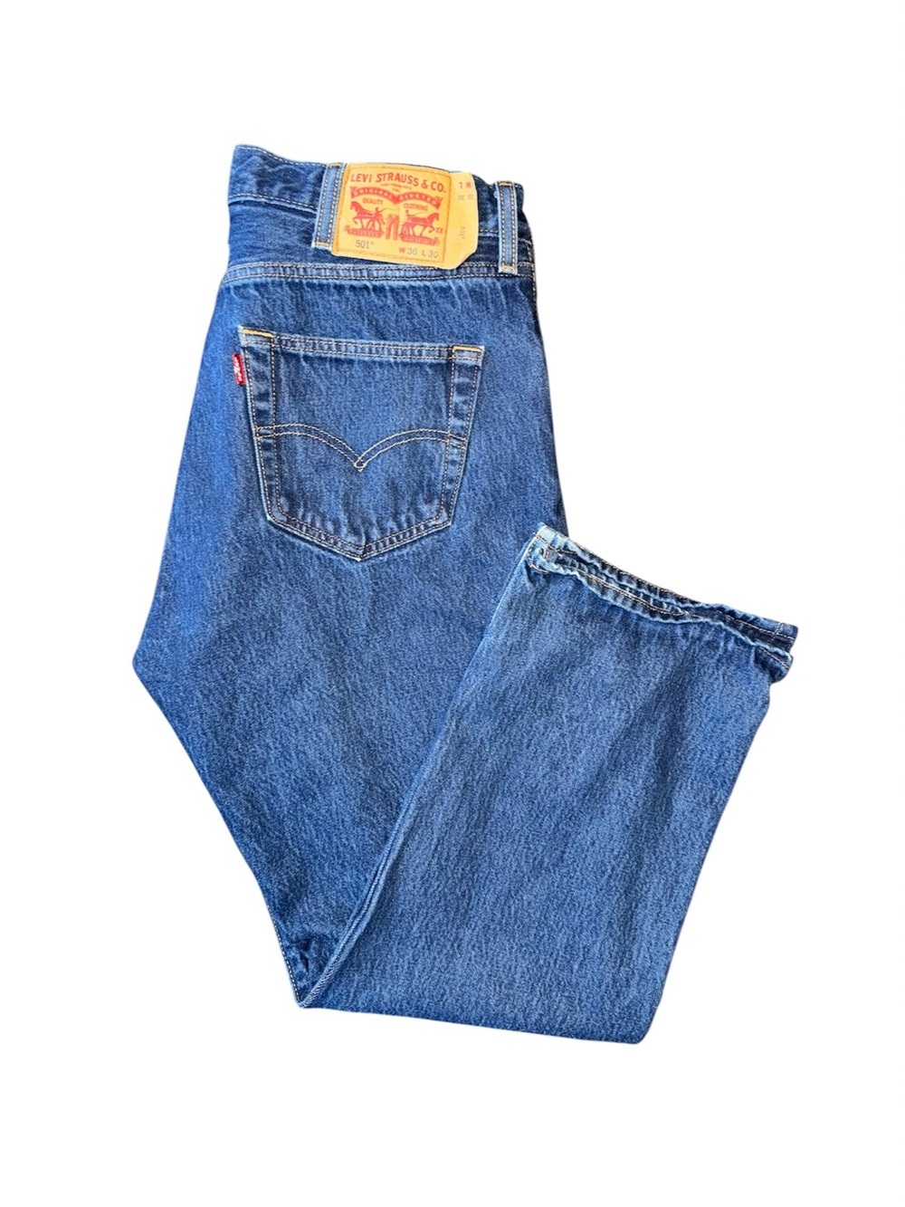 Levi’s 501 Original Button Fly Dark Wash Straight Leg Jeans Men’s 38x30 - Picture 2 of 16